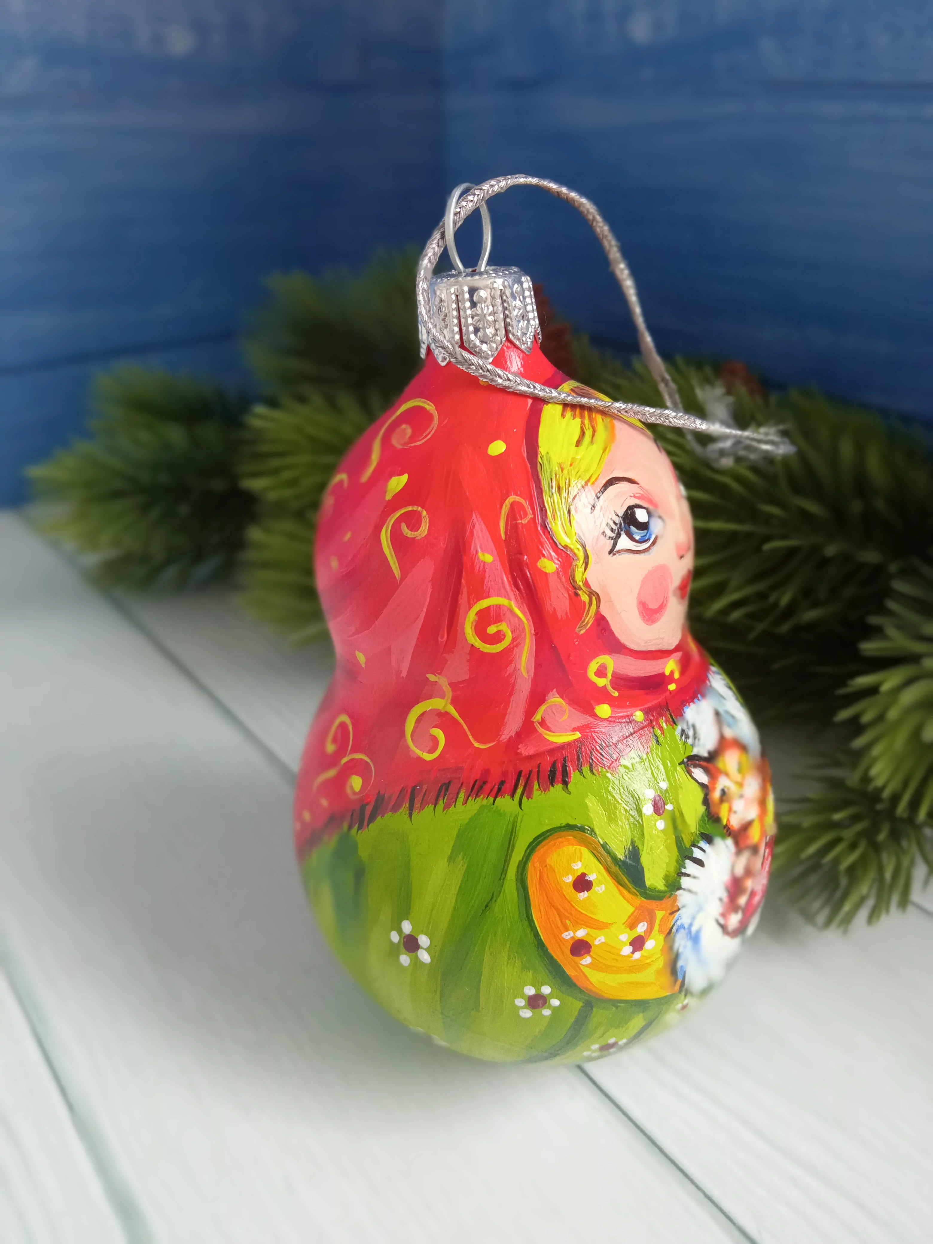 Ёлочная игрушка Матрешка Art-Works Стекло Ручная роспись