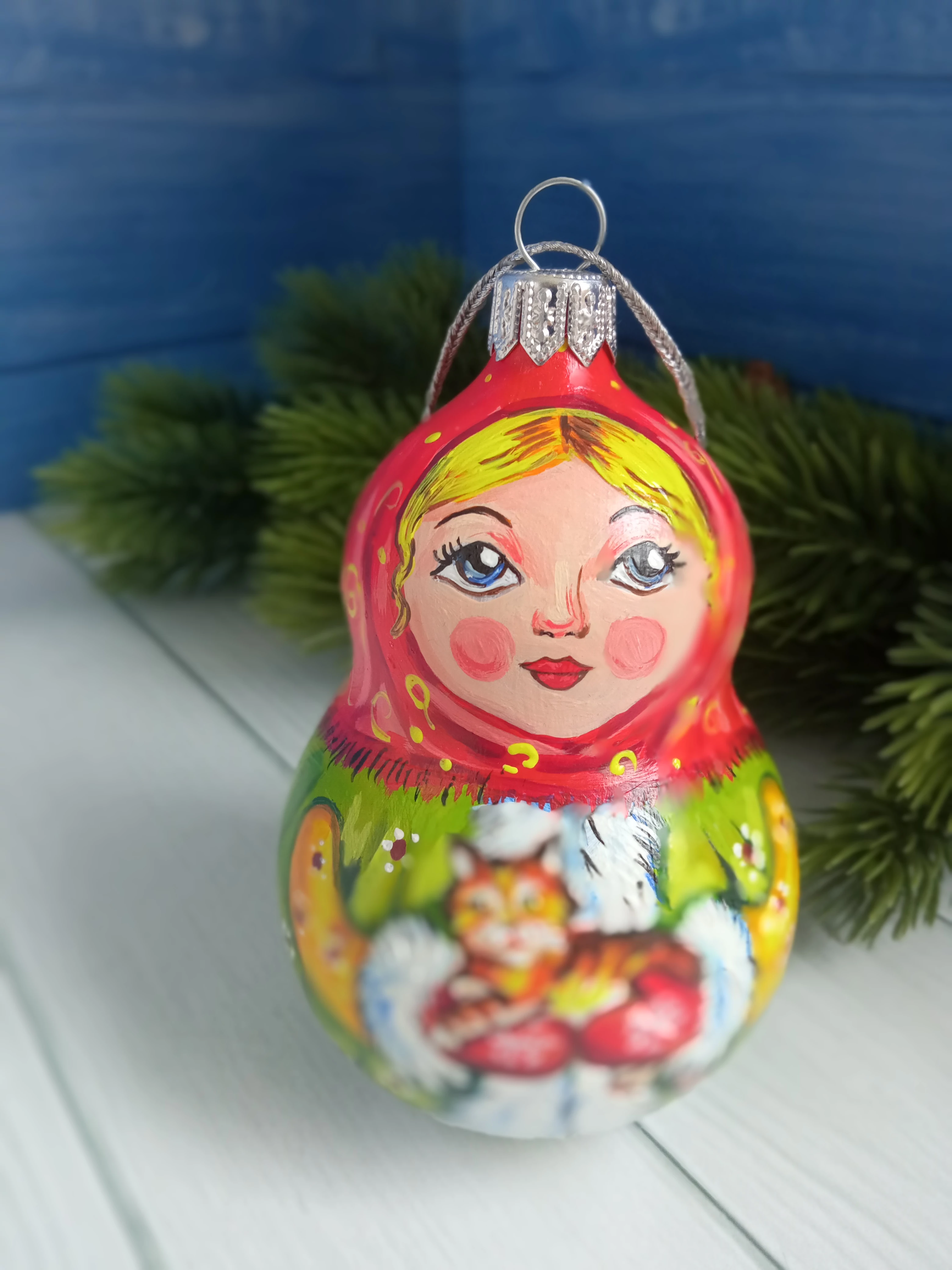 Ёлочная игрушка Матрешка Art-Works Стекло Ручная роспись