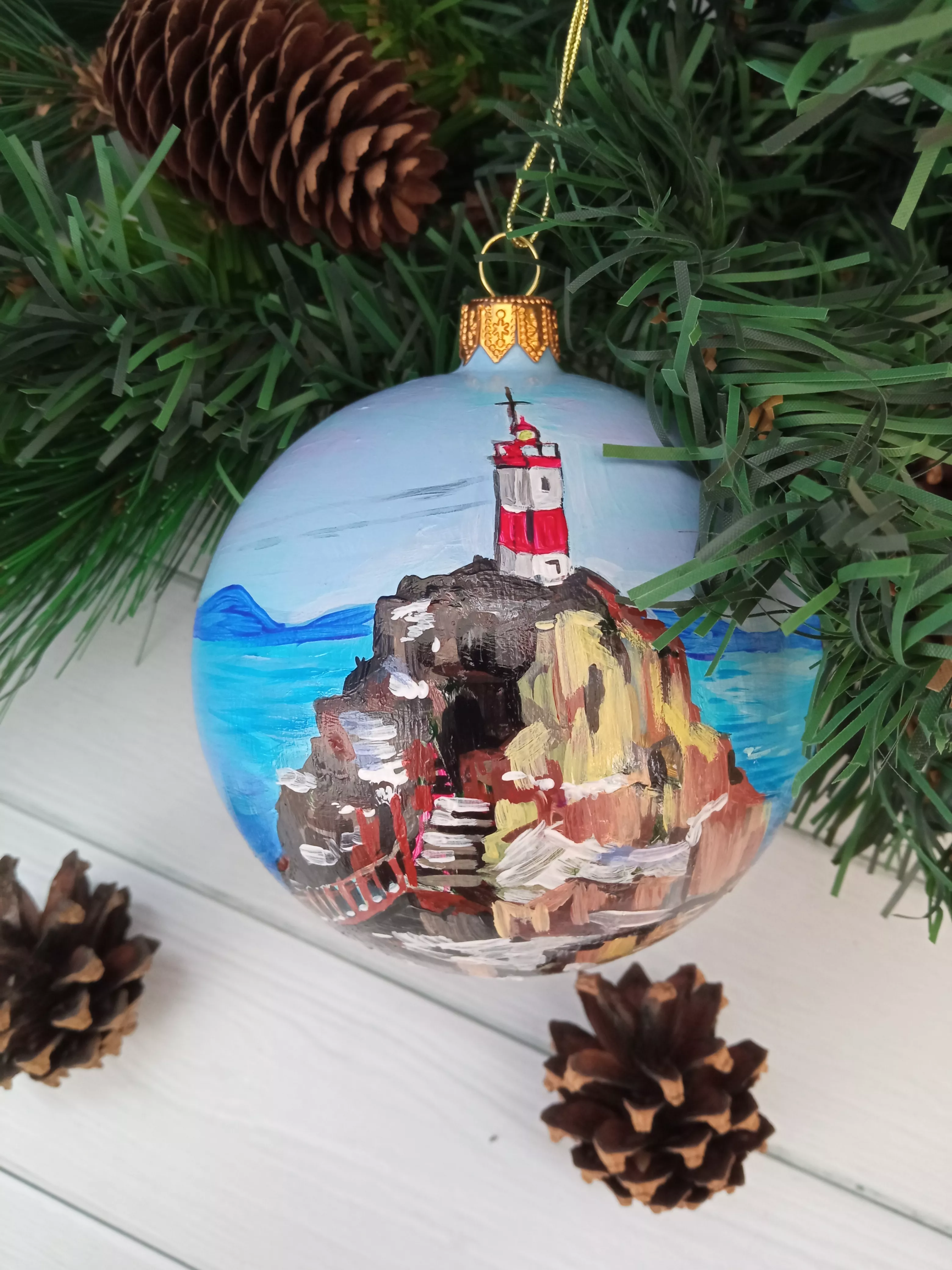 Елочный шар Маяк Басаргина Art-Works Стекло Ручная роспись