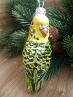 Ёлочная игрушка изумрудно-зелёный Попугай Art-Works Стекло Ручная роспись CN-172