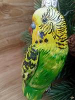 Ёлочная игрушка изумрудно-зелёный Попугай Art-Works Стекло Ручная роспись CN-172