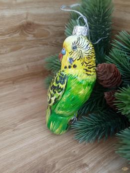 Ёлочная игрушка изумрудно-зелёный Попугай Art-Works Стекло Ручная роспись CN-172