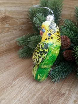 Ёлочная игрушка изумрудно-зелёный Попугай Art-Works Стекло Ручная роспись CN-172