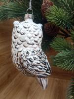 Ёлочная игрушка Белая Сова Art-Works Стекло Ручная роспись CN-173