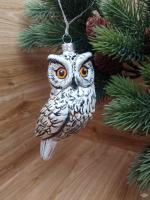 Ёлочная игрушка Белая Сова Art-Works Стекло Ручная роспись CN-173