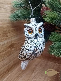 Ёлочная игрушка Белая Сова Art-Works Стекло Ручная роспись CN-173